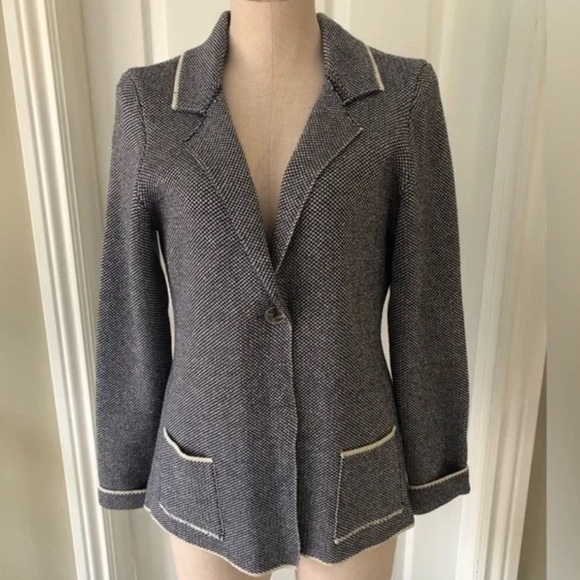 Cocogio Italian vintage metallic tweed knit blazer sweater size large - Picture 1 of 8